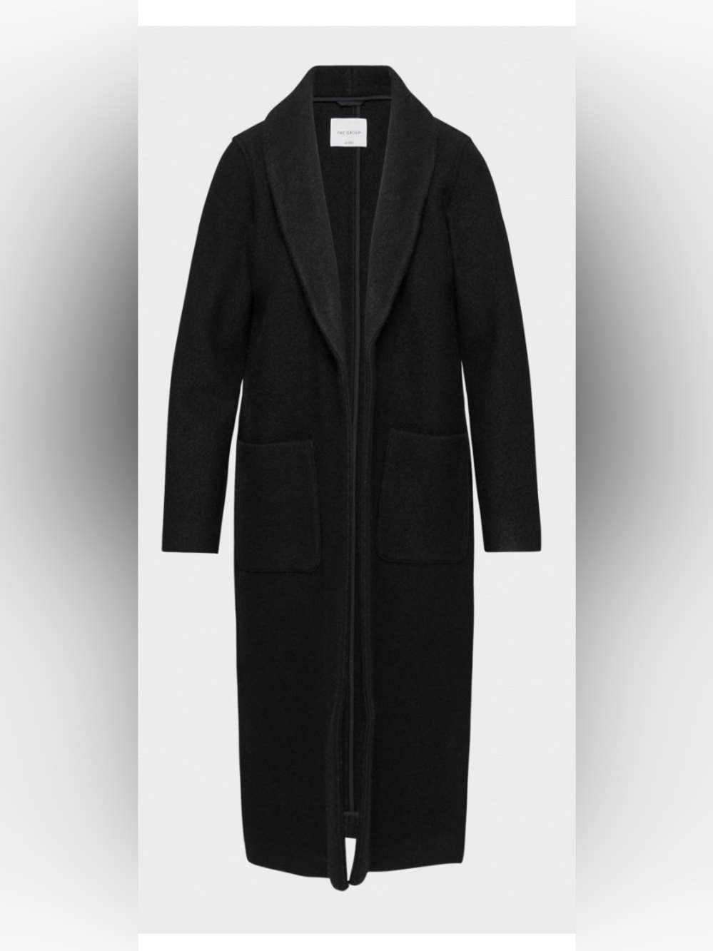 Aritzia Babaton Black Long Shawl-Collar Merino Wool Duster Coat
